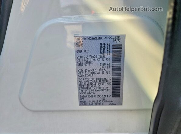 5N1DR3DG9PC201917 2023 NISSAN PATHFINDER Белый Вид наклейки с VIN-кодом