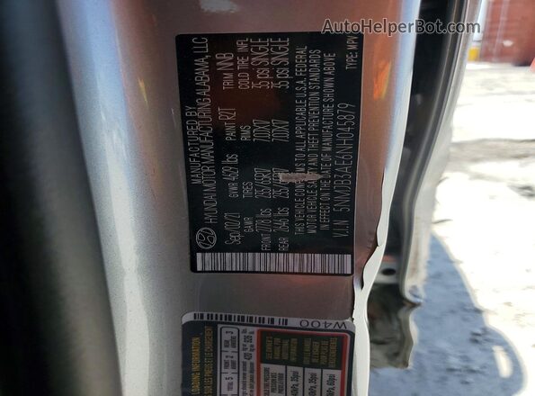 5NMJB3AE6NH045879 2022 HYUNDAI TUCSON Серый Вид наклейки с VIN-кодом