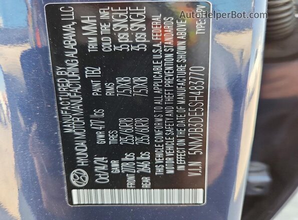 5NMJB3DE5SH483770 2025 HYUNDAI TUCSON Blue Vista del compartimento del motor