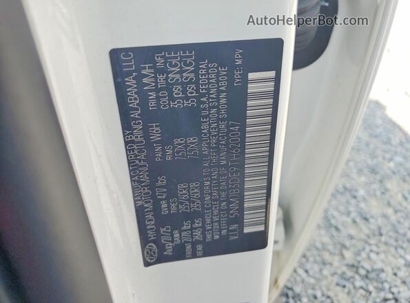 5NMJB3DE9TH620047 2026 HYUNDAI TUCSON Белый Вид наклейки с VIN-кодом