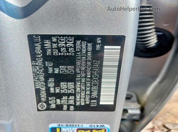 5NMJBCDEXSH543462 2025 HYUNDAI TUCSON White Vista interior de 360 grados
