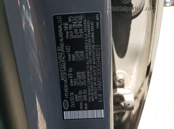 5NMJC3DE5SH480123 2025 HYUNDAI TUCSON Gray VIN კოდის სტიკერის ხედი