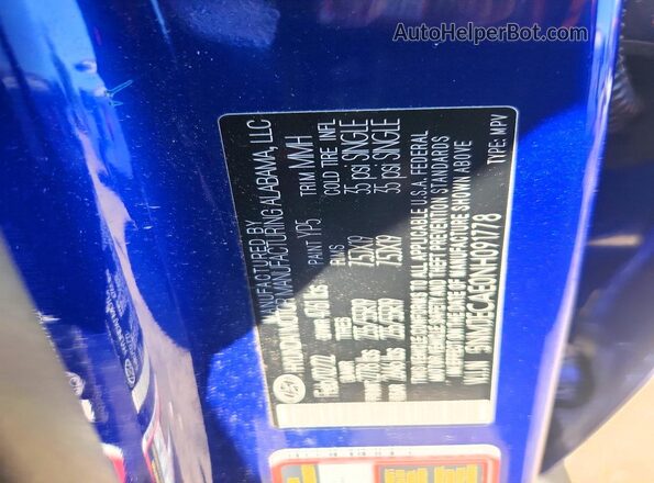 5NMJECAE0NH091778 2022 HYUNDAI TUCSON Синий Вид наклейки с VIN-кодом