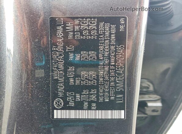 5NMJECAE5PH293485 2023 HYUNDAI TUCSON Gray Панорамний вид салону 360°