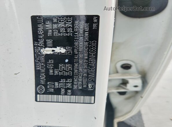 5NMJECAE8NH036365 2022 HYUNDAI TUCSON White 360 interior view