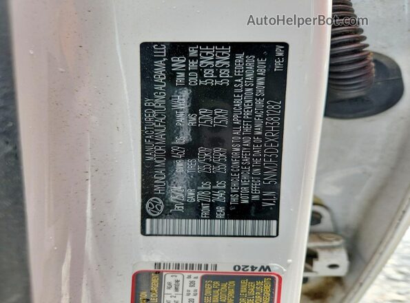 5NMJF3DEXRH381282 2024 HYUNDAI TUCSON Белый Вид наклейки с VIN-кодом