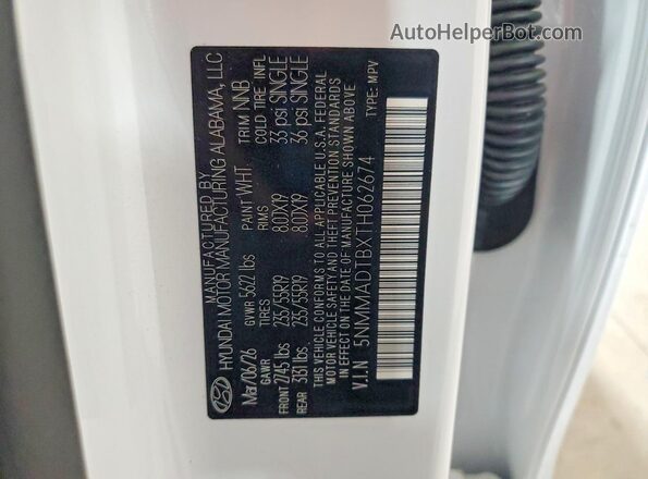 5NMMADTBXTH062674 2026 GENESIS GV70 White VIN sticker view