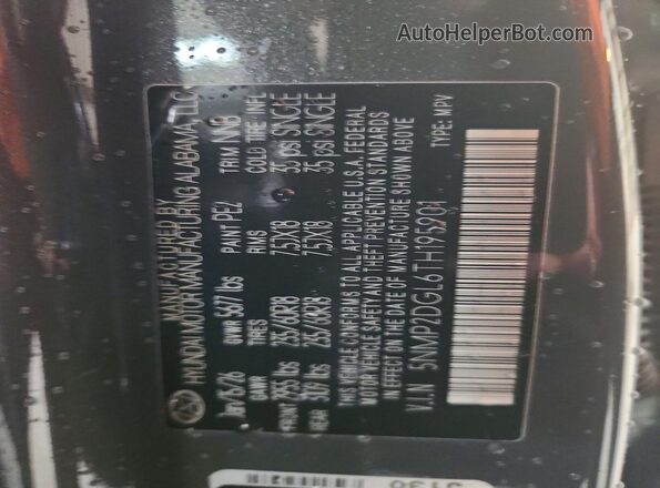 5NMP2DGL6TH195901 2026 HYUNDAI SANTA Gray Widok naklejki z numerem VIN
