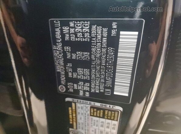 5NMP2DGL8TH230499 2026 HYUNDAI SANTA Black VIN კოდის სტიკერის ხედი