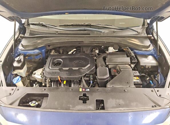 5NMS2CAD8KH088742 2019 HYUNDAI SANTA Blue Engine compartment view