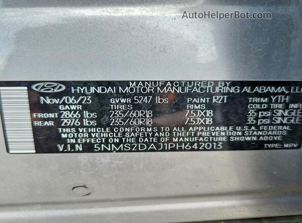 5NMS2DAJ1PH642013 2023 HYUNDAI SANTA Silver ძრავის განყოფილების ხედი