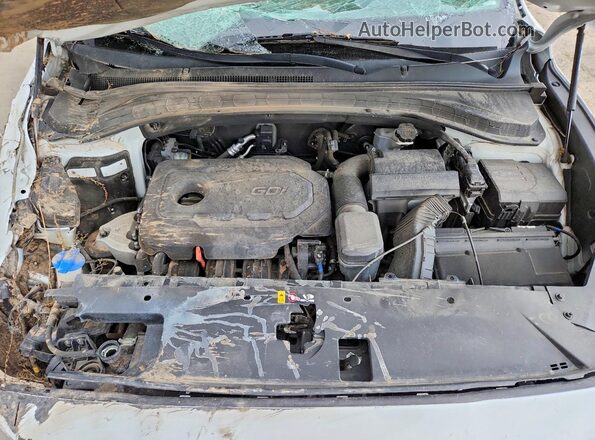 5NMS3CAD2KH130044 2019 HYUNDAI SANTA White ძრავის განყოფილების ხედი
