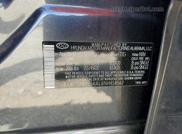 5NMS54AL6NH454562 2022 HYUNDAI SANTA Угольный Вид подкапотного пространства