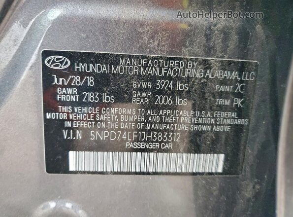 5NPD74LF1JH383312 2018 HYUNDAI ELANTRA Серый Вид подкапотного пространства