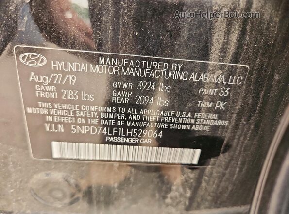 5NPD74LF1LH529064 2020 HYUNDAI ELANTRA Черный Вид подкапотного пространства