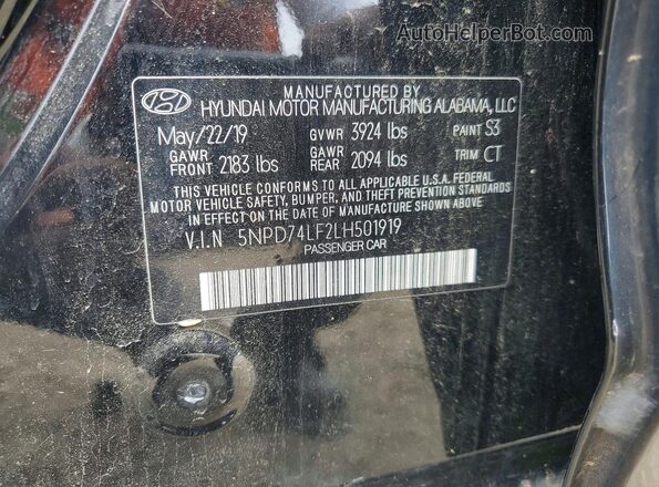 5NPD74LF2LH501919 2020 HYUNDAI ELANTRA Black Շարժիչի բաժամունքի տեսք