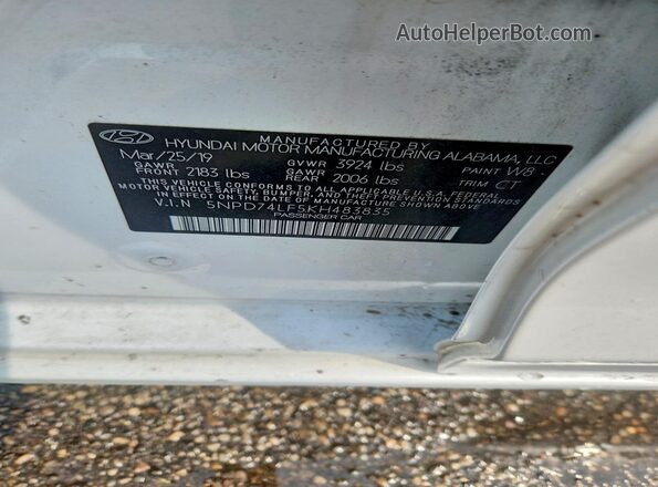 5NPD74LF5KH483835 2019 HYUNDAI ELANTRA White Շարժիչի բաժամունքի տեսք