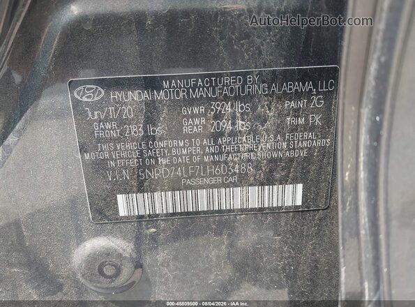 5NPD74LF7LH603488 2020 HYUNDAI ELANTRA Gray Вид підкапотного простору