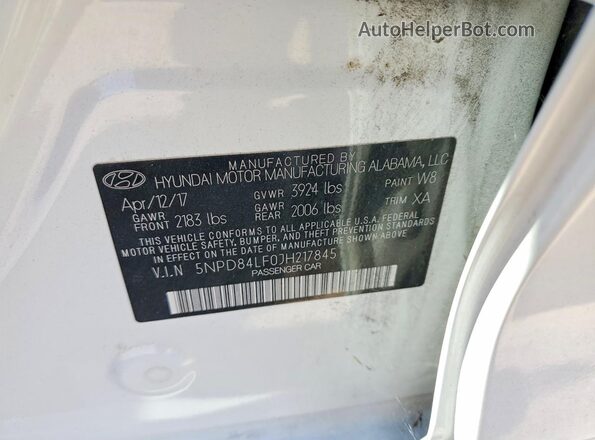 5NPD84LF0JH217845 2018 HYUNDAI ELANTRA White Engine compartment view