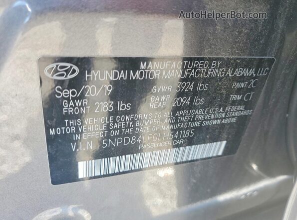 5NPD84LF0LH541185 2020 HYUNDAI ELANTRA Gray Вид підкапотного простору