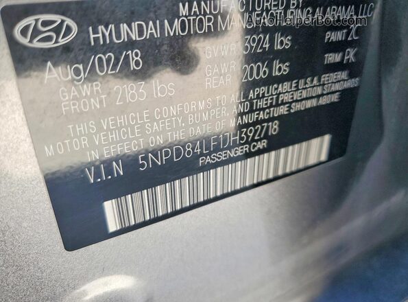 5NPD84LF1JH392718 2018 HYUNDAI ELANTRA Gray Engine compartment view