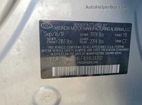 5NPD84LF1LH538702 2020 HYUNDAI ELANTRA Silver Շարժիչի բաժամունքի տեսք