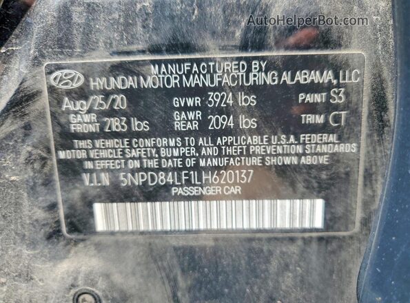 5NPD84LF1LH620137 2020 HYUNDAI ELANTRA Black Engine compartment view