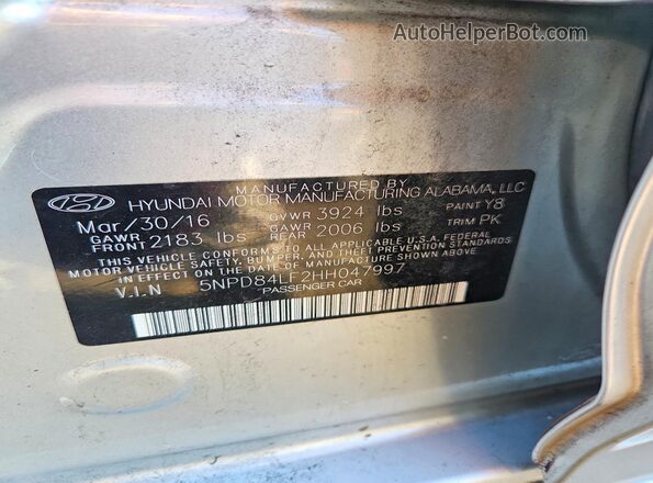 5NPD84LF2HH047997 2017 HYUNDAI ELANTRA Серебряный Вид подкапотного пространства
