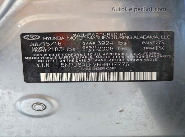 5NPD84LF2HH107776 2017 HYUNDAI ELANTRA Серый Вид подкапотного пространства