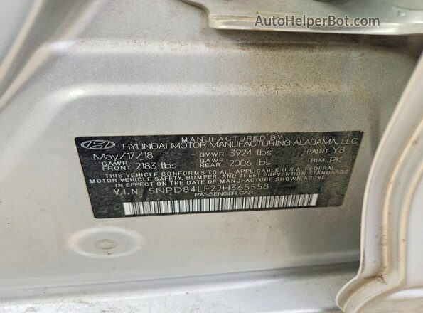 5NPD84LF2JH365558 2018 HYUNDAI ELANTRA Silver ძრავის განყოფილების ხედი
