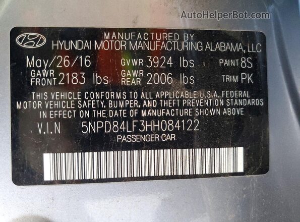 5NPD84LF3HH084122 2017 HYUNDAI ELANTRA Silver Vista del compartimento del motor