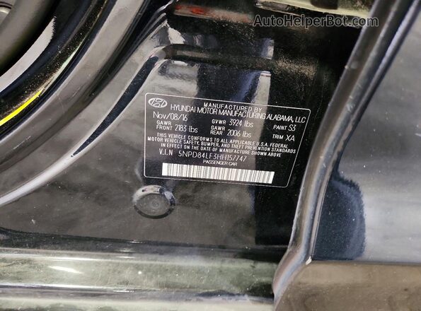 5NPD84LF3HH157747 2017 HYUNDAI ELANTRA Black VIN կոդի պիտակի տեսք