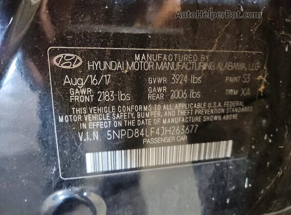 5NPD84LF4JH263677 2018 HYUNDAI ELANTRA Черный Вид подкапотного пространства