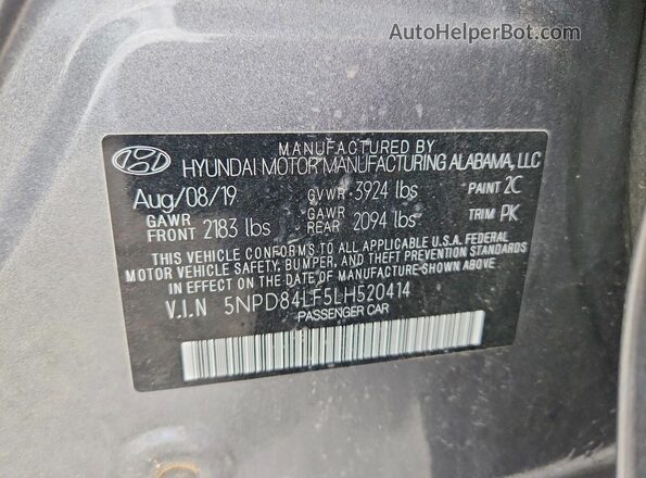 5NPD84LF5LH520414 2020 HYUNDAI ELANTRA Серый Вид подкапотного пространства