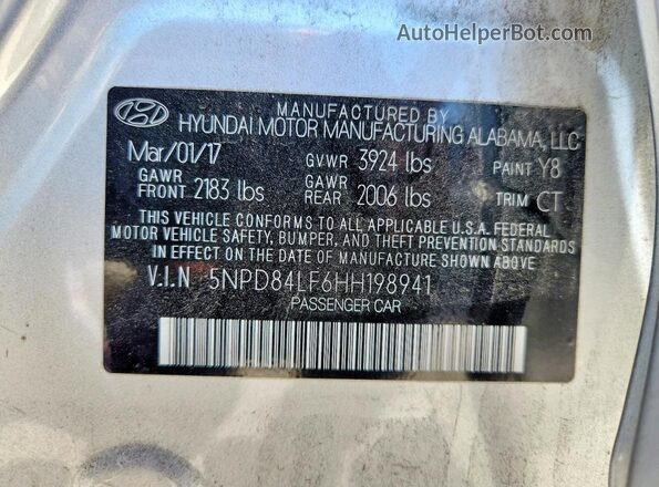 5NPD84LF6HH198941 2017 HYUNDAI ELANTRA Silver Вид підкапотного простору