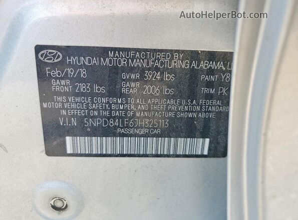 5NPD84LF6JH325113 2018 HYUNDAI ELANTRA Silver ძრავის განყოფილების ხედი