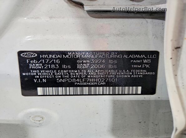 5NPD84LF7HH027101 2017 HYUNDAI ELANTRA White Вид підкапотного простору