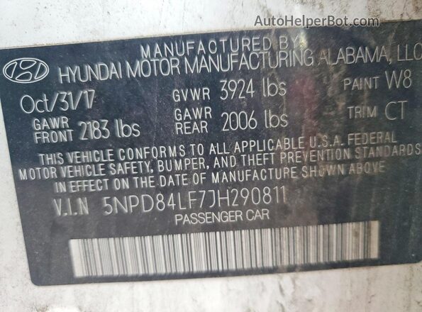 5NPD84LF7JH290811 2018 HYUNDAI ELANTRA White ძრავის განყოფილების ხედი