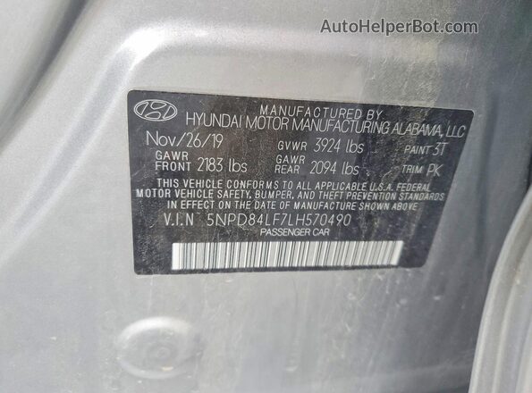 5NPD84LF7LH570490 2020 HYUNDAI ELANTRA Silver Widok komory silnika