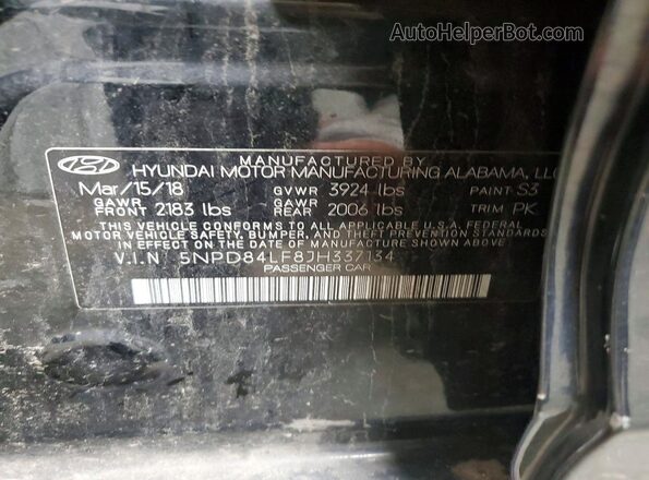 5NPD84LF8JH337134 2018 HYUNDAI ELANTRA Black Widok komory silnika