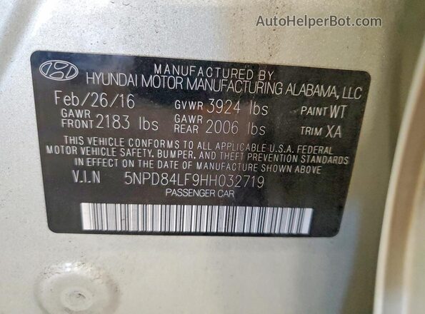 5NPD84LF9HH032719 2017 HYUNDAI ELANTRA Gold Engine compartment view