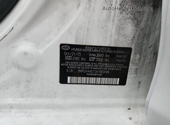 5NPDH4AE1GH780499 2016 HYUNDAI ELANTRA White ძრავის განყოფილების ხედი