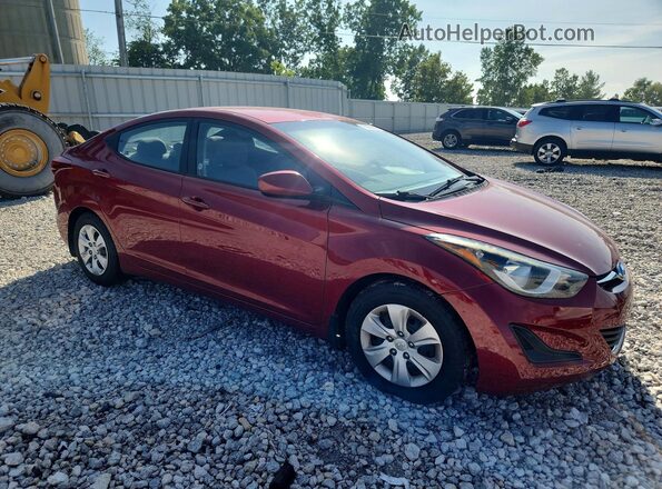 5NPDH4AE2GH668651 2016 HYUNDAI ELANTRA Красный Передняя правая четверть