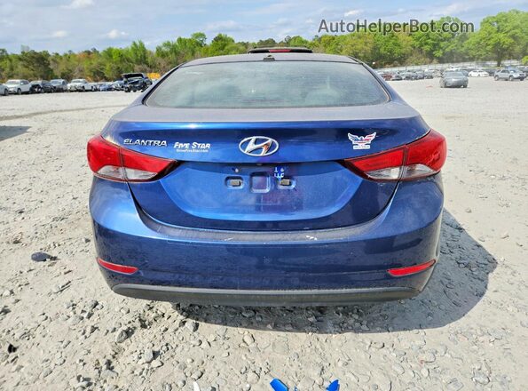 5NPDH4AE3GH743874 2016 HYUNDAI ELANTRA Blue უკანა ხედი