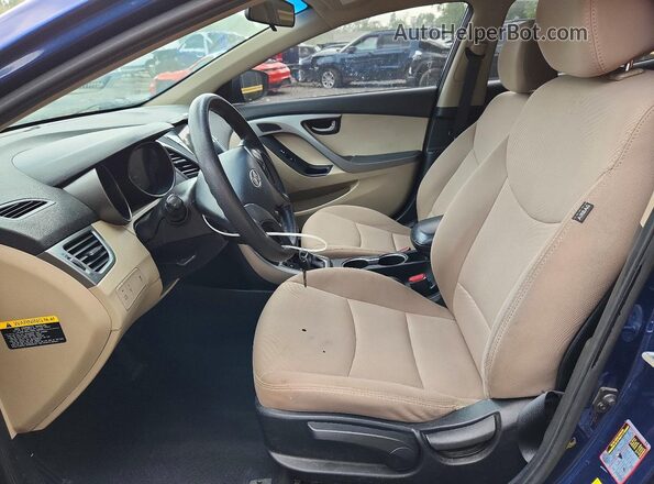 5NPDH4AE3GH783341 2016 HYUNDAI ELANTRA Blue წინა სალონის ხედი