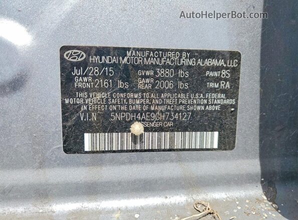 5NPDH4AE9GH734127 2016 HYUNDAI ELANTRA Серебряный Вид подкапотного пространства