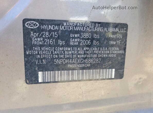5NPDH4AEXGH686282 2016 HYUNDAI ELANTRA Brown Вид підкапотного простору