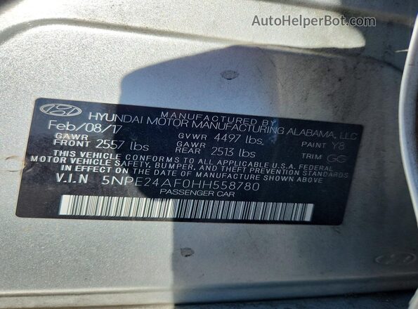 5NPE24AF0HH558780 2017 HYUNDAI SONATA Silver Widok komory silnika