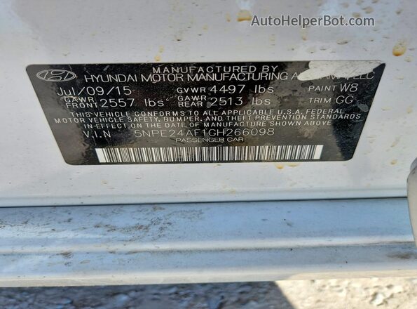 5NPE24AF1GH266098 2016 HYUNDAI SONATA White Vista del compartimento del motor