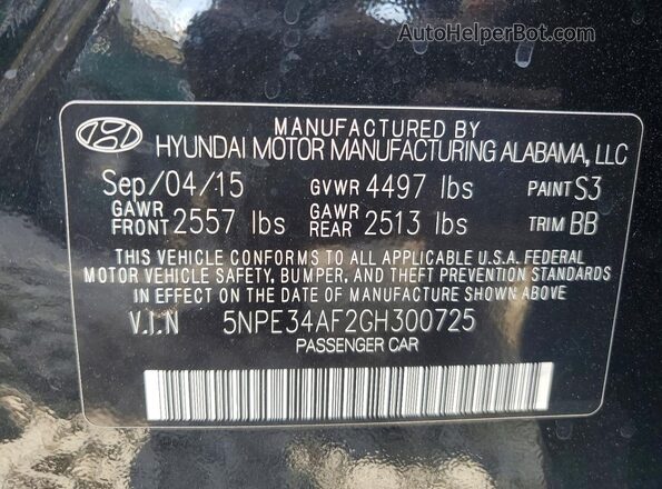5NPE34AF2GH300725 2016 HYUNDAI SONATA Черный Вид подкапотного пространства